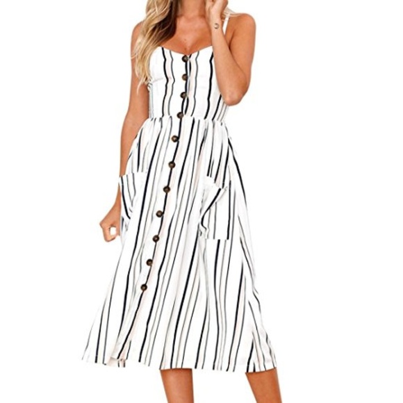 Dresses & Skirts - Striped button front midi dress